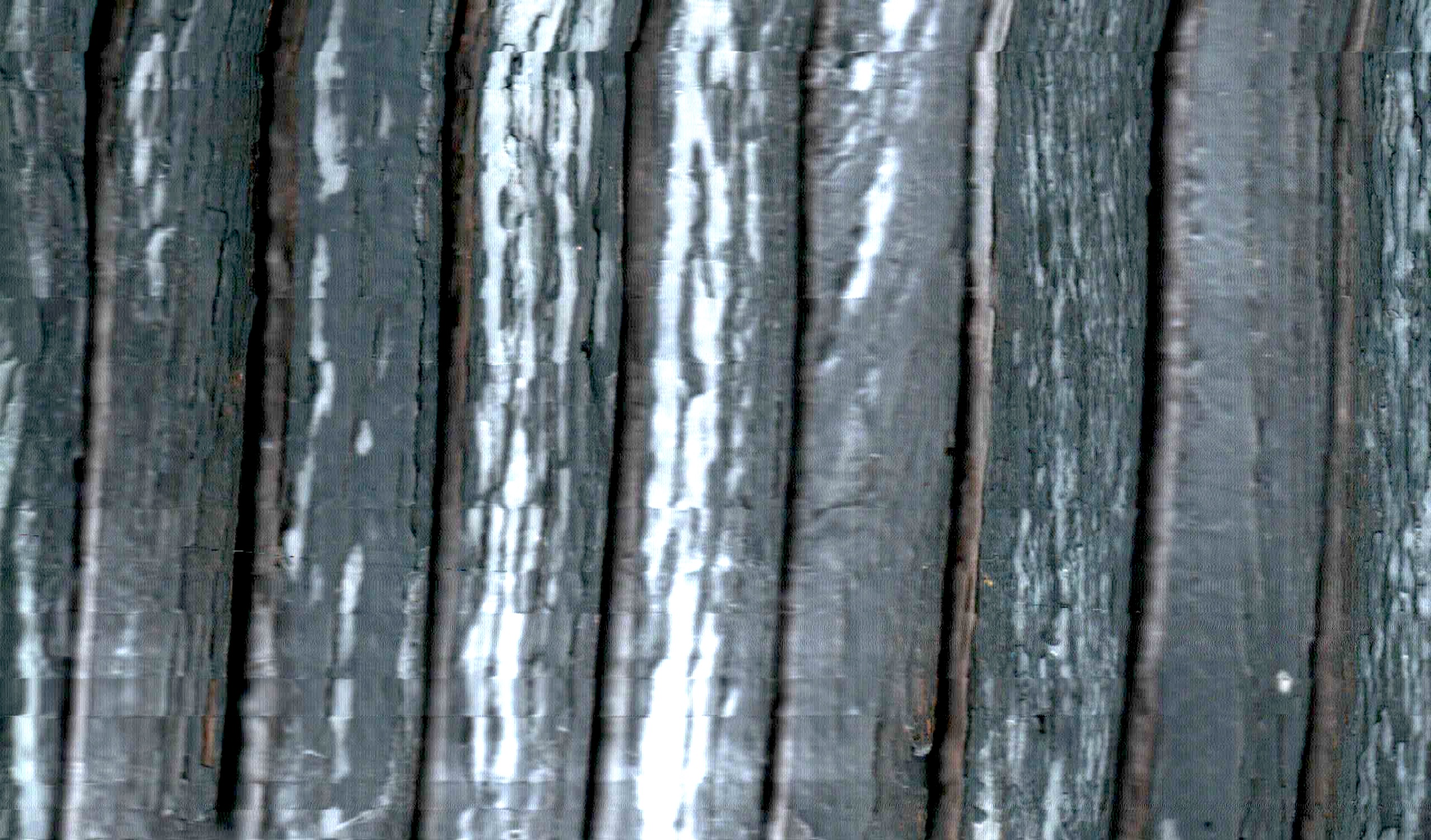 líneas oscuras y claras recorren una superficie estriada y hacen visible su relieve vertical.
